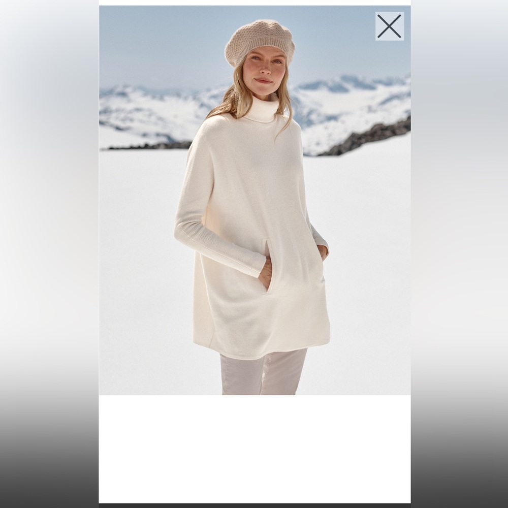 Garnet Hill oversized turtleneck sweater - wool cashmere blend - cream